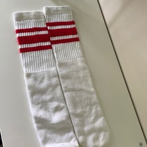 Red and white skater socks